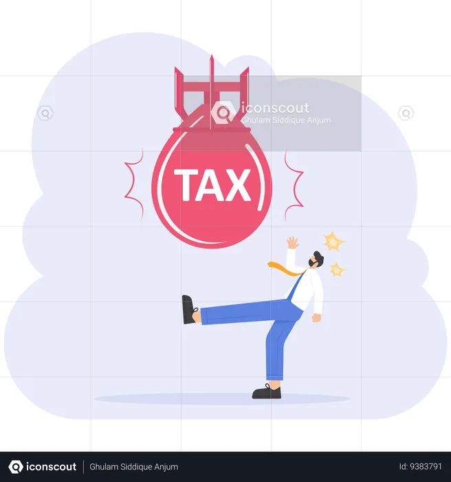 Businessman with big tax bomb  Illustration