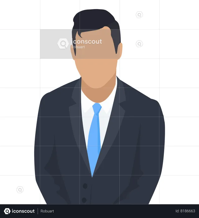 Businessman with blue tie in suit  Illustration