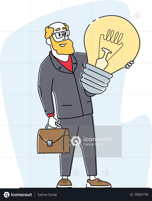 Businessman with bright plan  Illustration