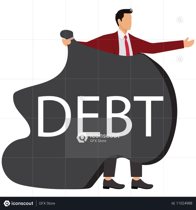 Businessman with business debt  Illustration