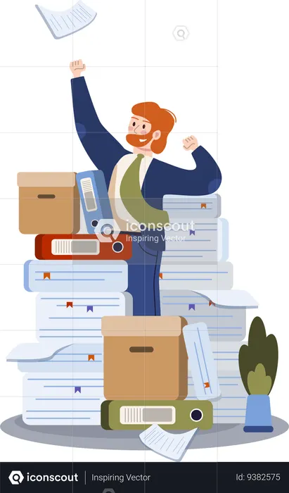 Businessman with business documents  Illustration