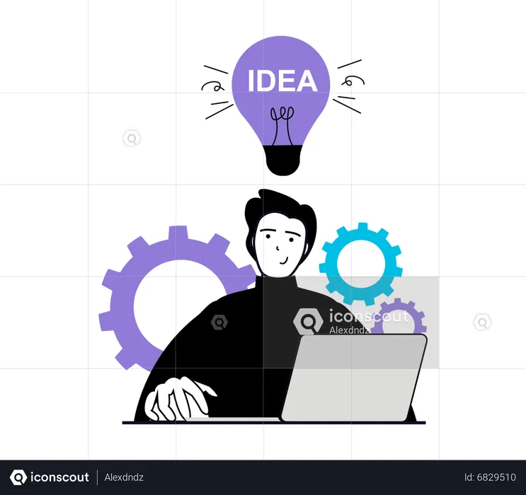 Businessman with business idea  Illustration