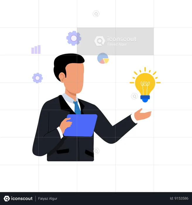 Businessman with business idea  Illustration