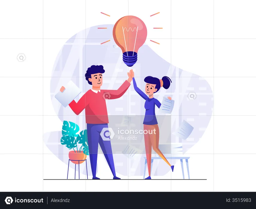 Businessman with business idea  Illustration