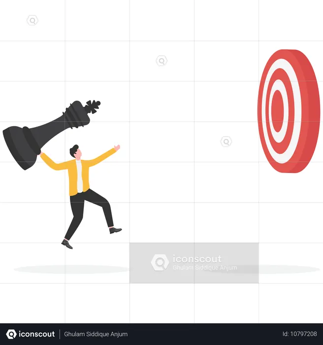 Businessman with business strategy while achieving business goal  Illustration