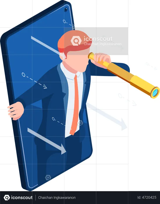 Businessman with Business Vision  Illustration