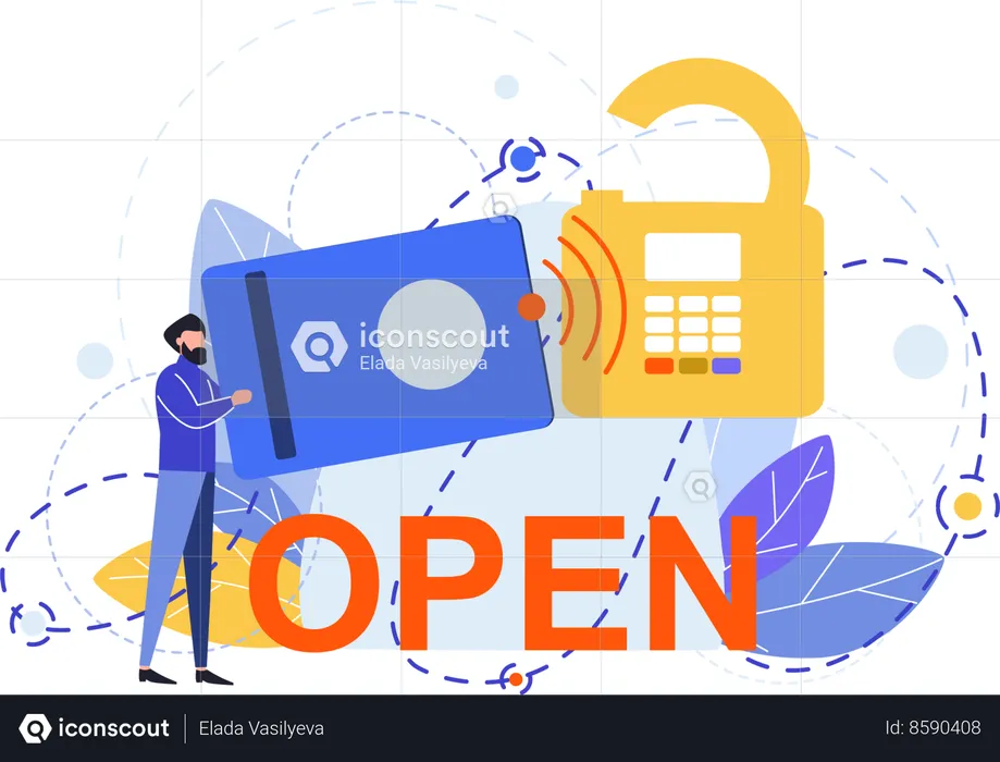 Businessman with card security  Illustration