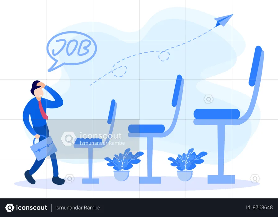 Businessman With Career Growth  Illustration