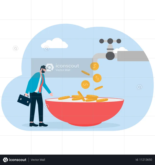 Businessman with cash flow  Illustration