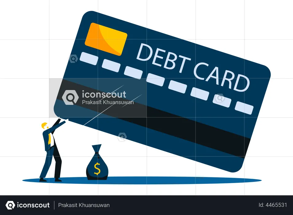 Businessman with credit card debt  Illustration
