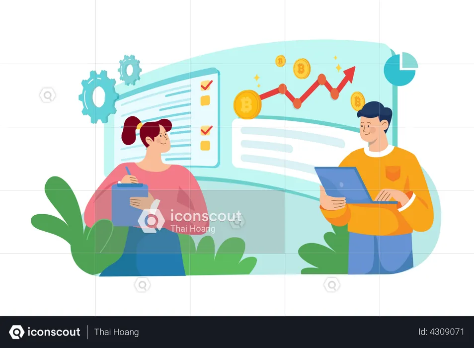 Businessman with Crypto Analytics  Illustration