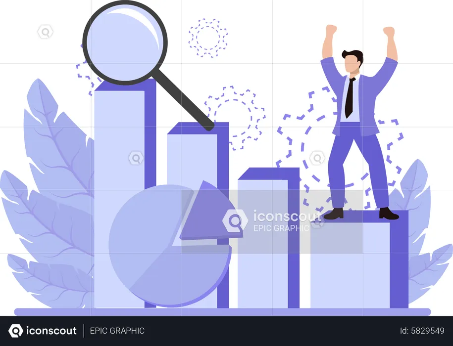 Businessman with data statistics  Illustration