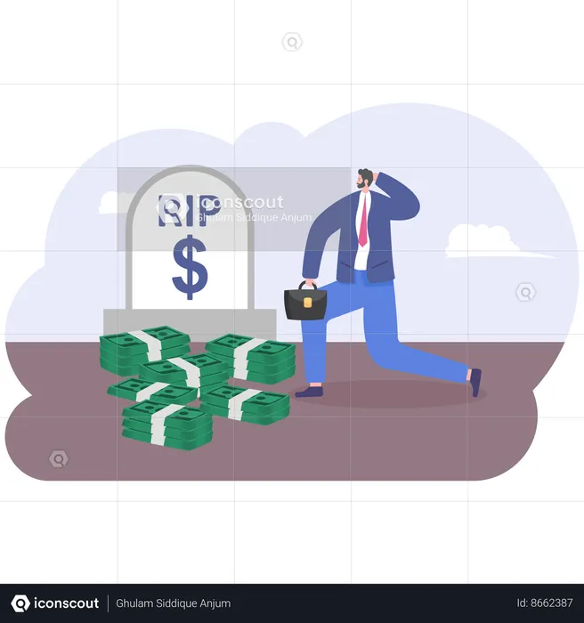 Businessman with dead money  Illustration