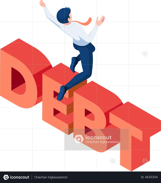 Businessman with debt  Illustration