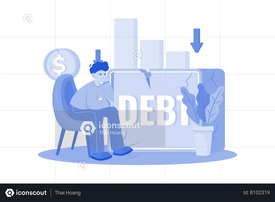 Businessman With Debt  Illustration