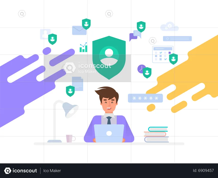 Businessman with file access authority  Illustration