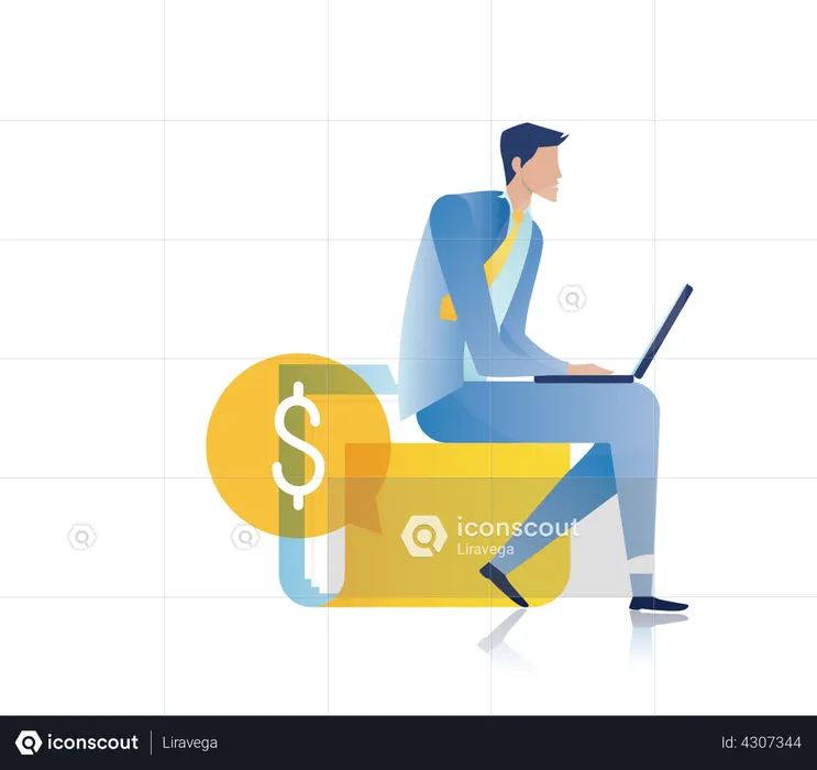 Businessman with finance report  Illustration