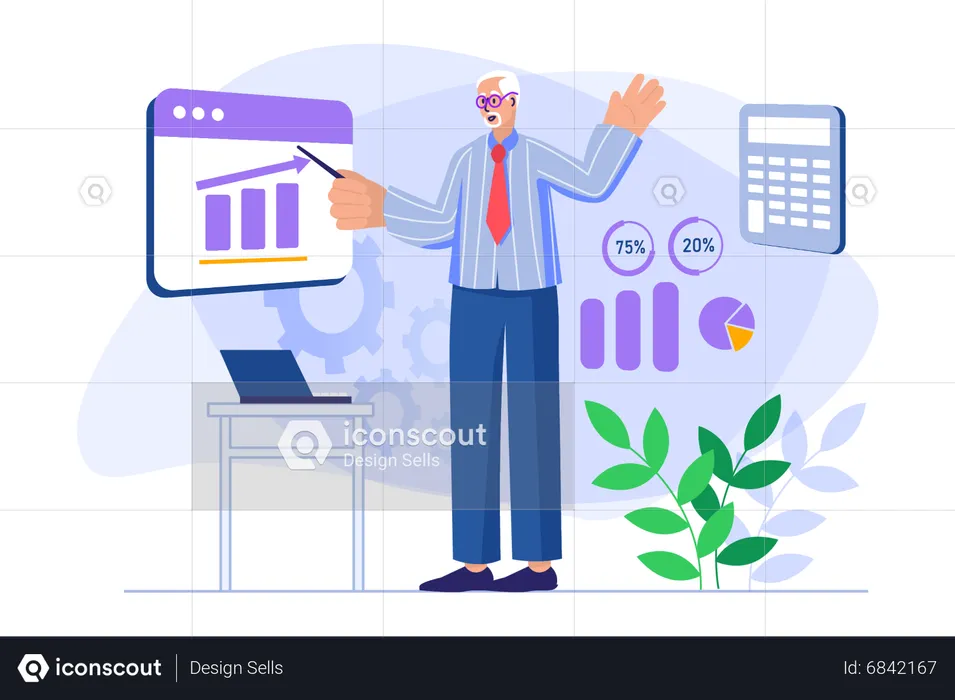 Businessman with financial growth  Illustration