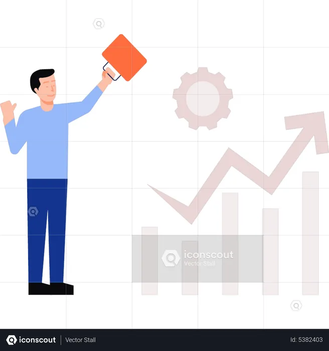 Businessman with financial growth  Illustration