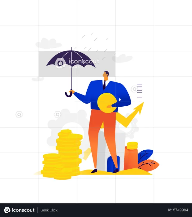 Businessman with financial insurance  Illustration