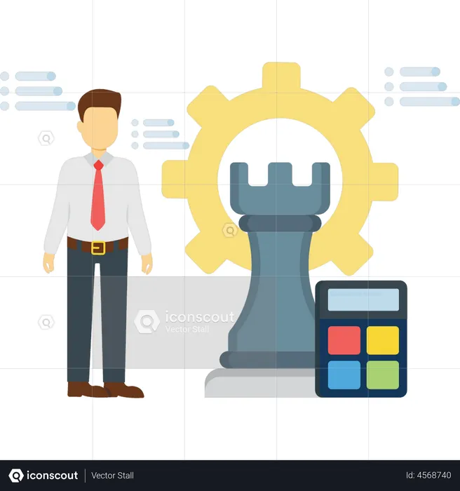 Businessman with financial strategy  Illustration