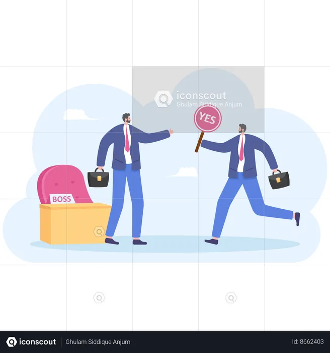 Businessman with flatter his boss  Illustration