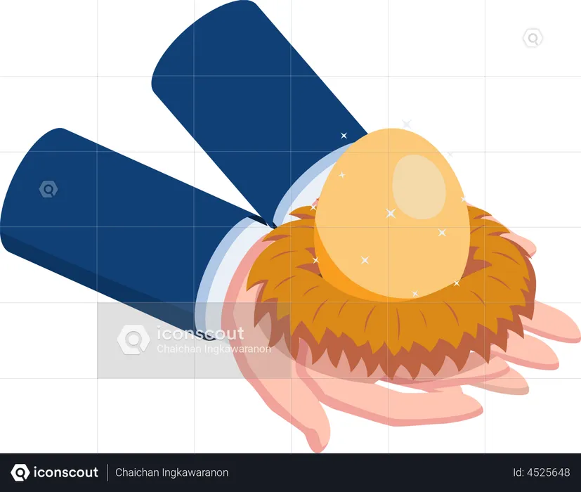 Businessman with fortune egg  Illustration