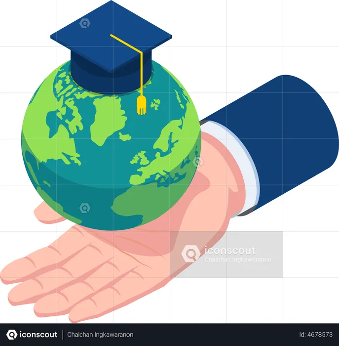 Businessman with global education  Illustration