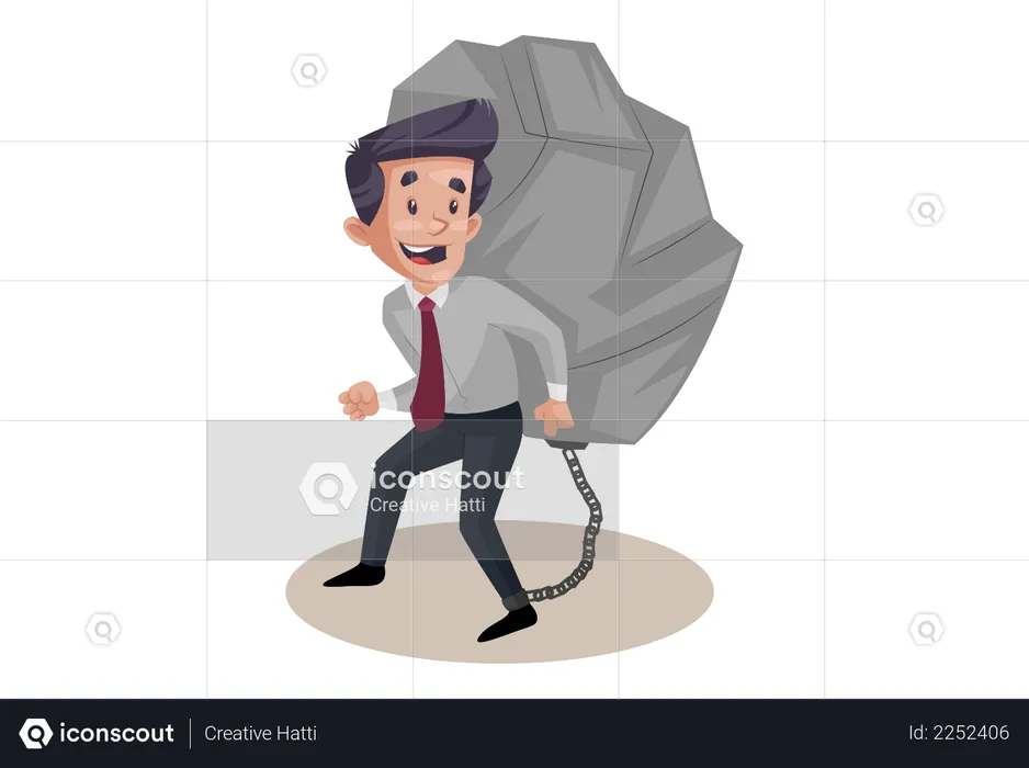 Businessman with heavy work load  Illustration
