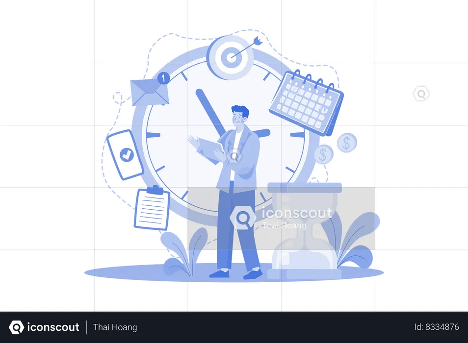 Businessman With His Schedule  Illustration