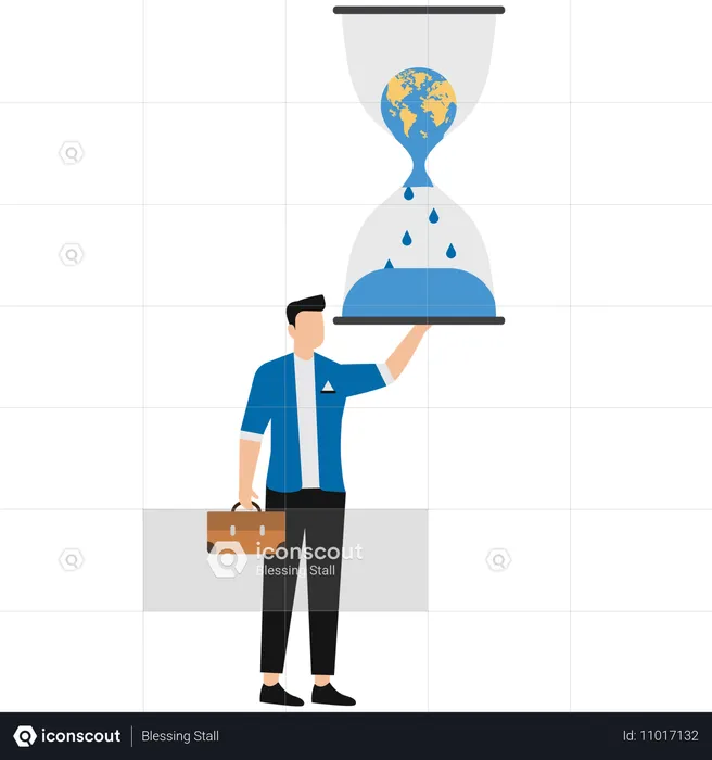 Businessman with hourglass  Illustration