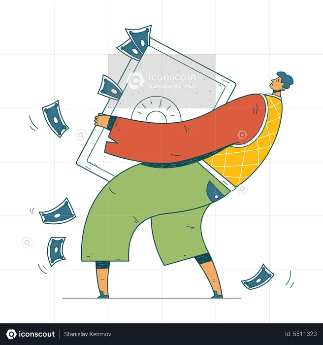 Businessman with huge capital  Illustration