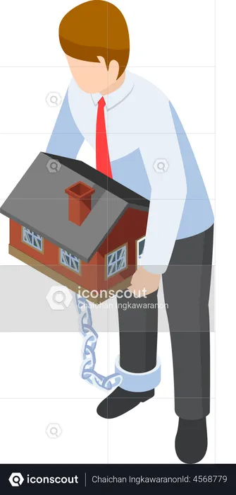 Businessman with huge debt  Illustration