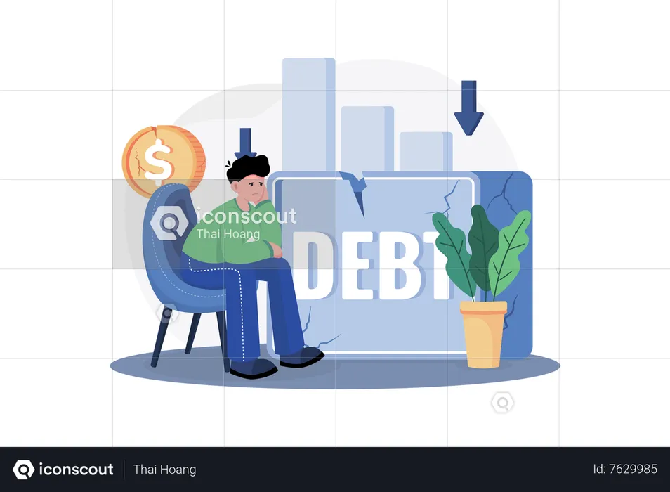 Businessman With Huge Debt  Illustration