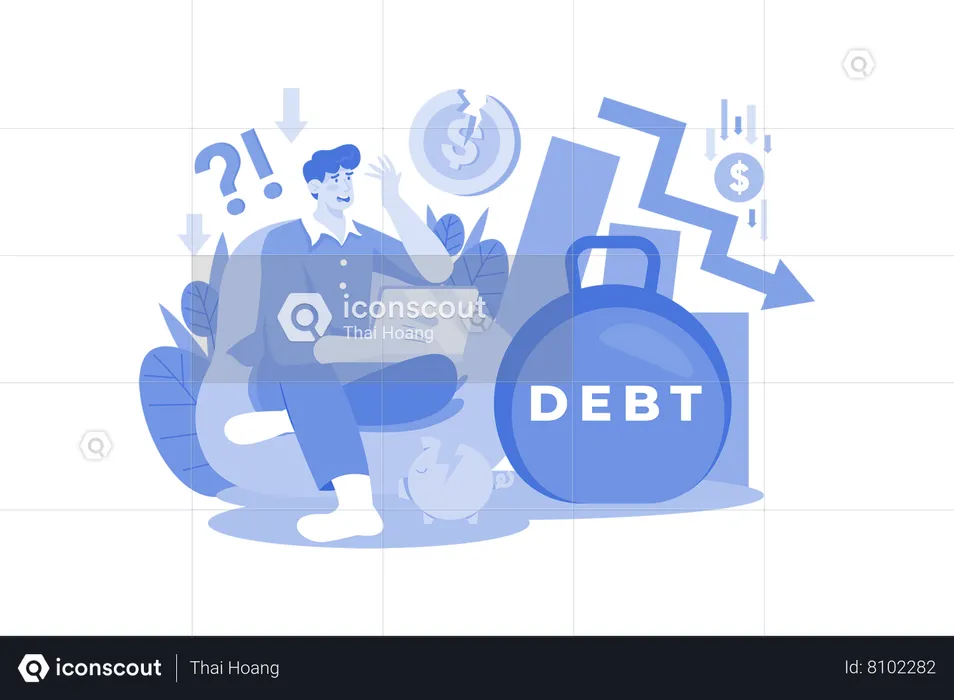 Businessman With Huge Debt  Illustration