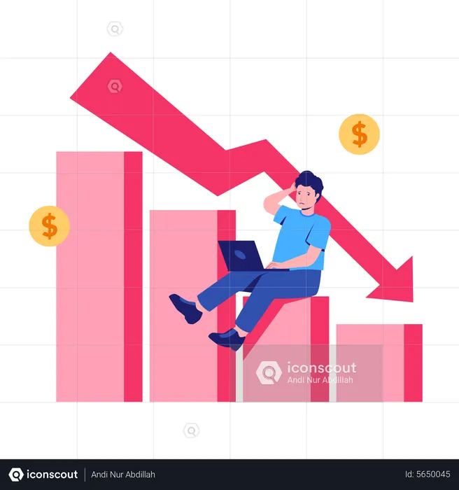 Businessman with huge losses  Illustration