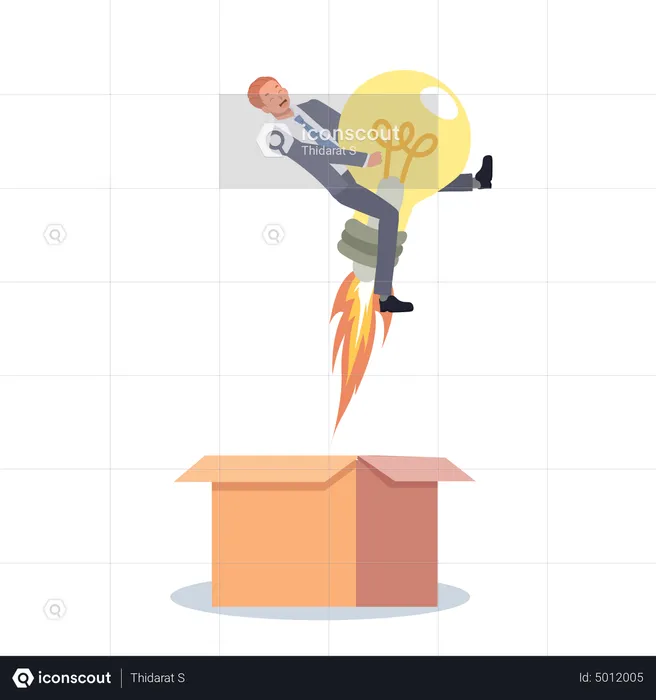 Businessman with idea outside of box  Illustration