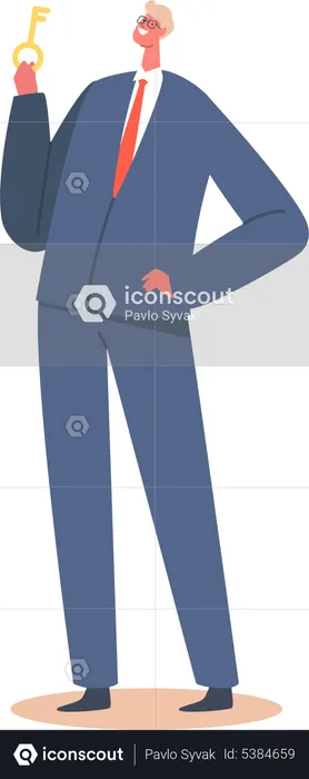 Businessman with key to success  Illustration