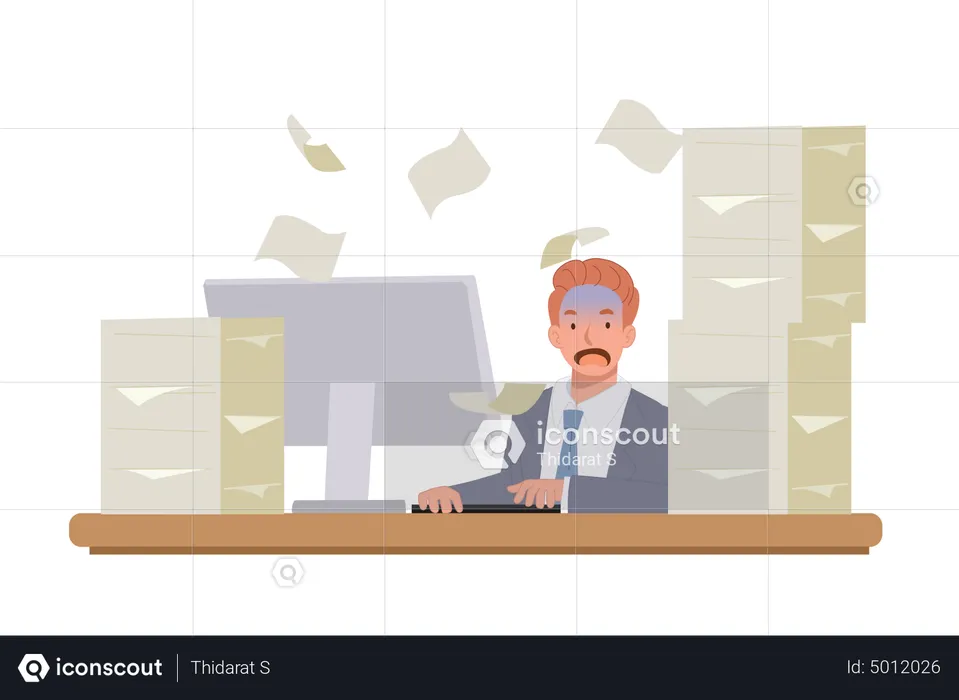 Businessman with loads of work  Illustration