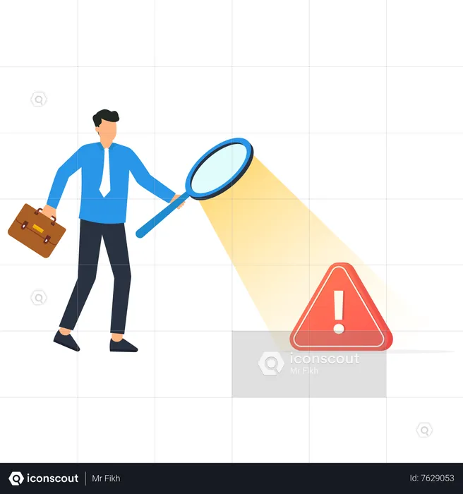 Businessman With Magnifier  Illustration