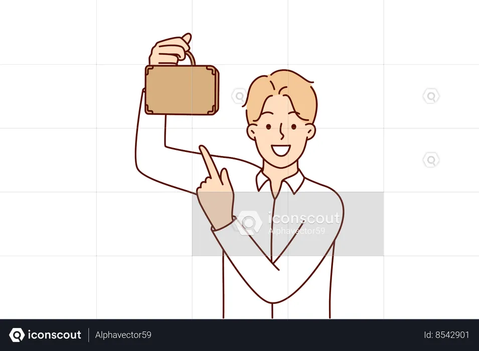 Businessman with miniature briefcase  Illustration