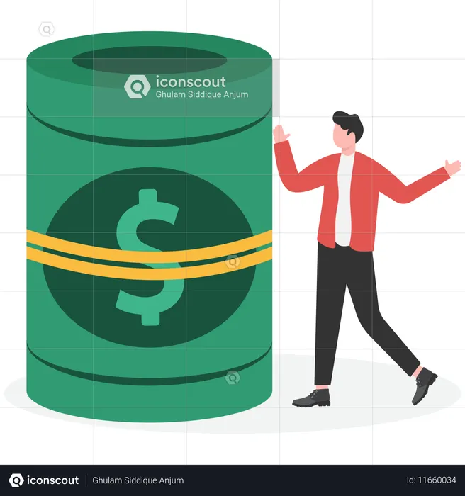 Businessman with money bundle  Illustration