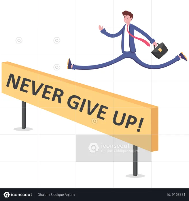 Businessman with never give up  Illustration