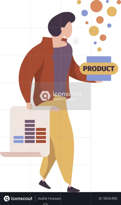 Businessman with new product  Illustration