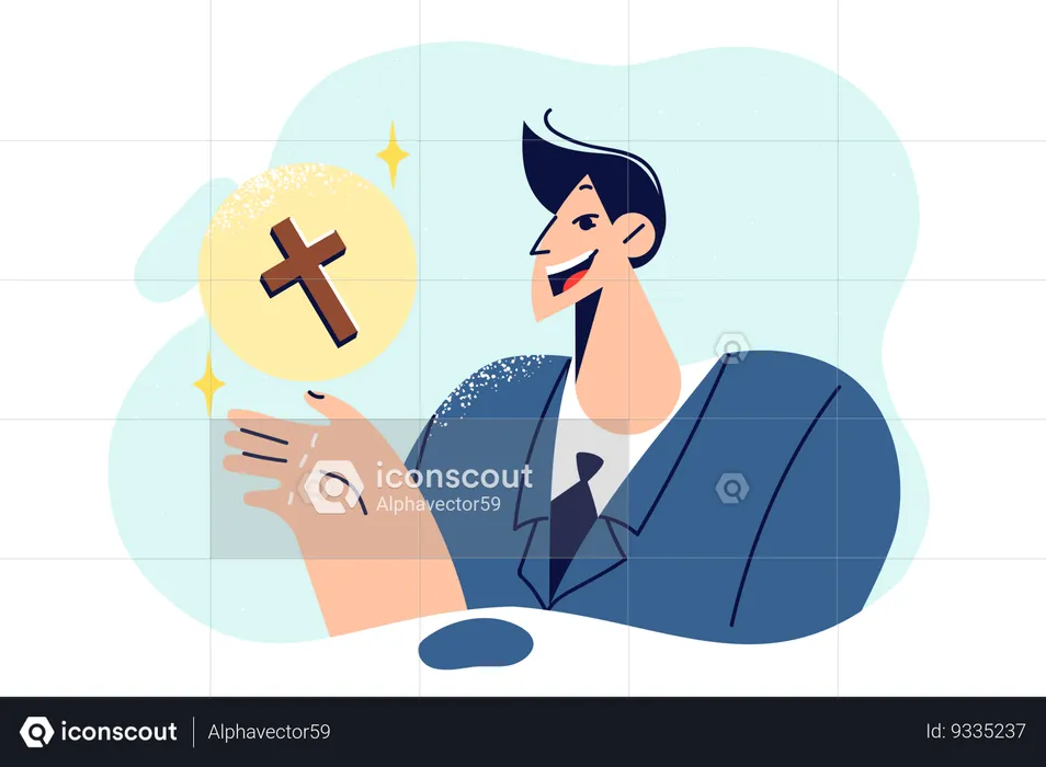 Businessman with praying to god  Illustration