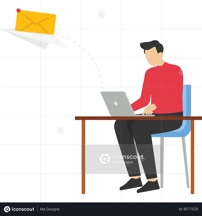 Businessman with sending business news by e-mail  Illustration