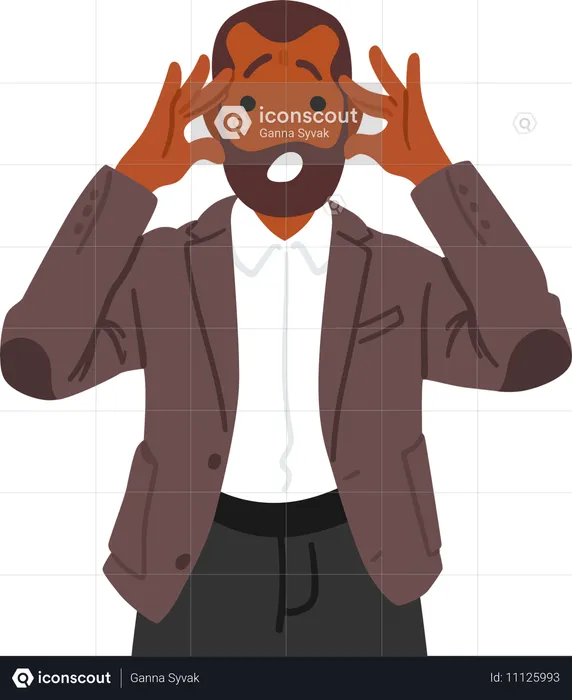 Businessman with shocked expression  Illustration