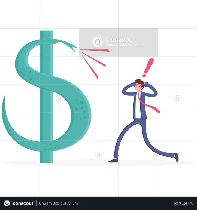Businessman with snake money dollar  Illustration
