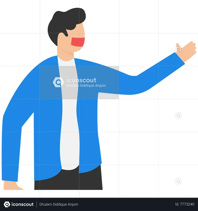 Businessman with sticking plaster his mouth  Illustration