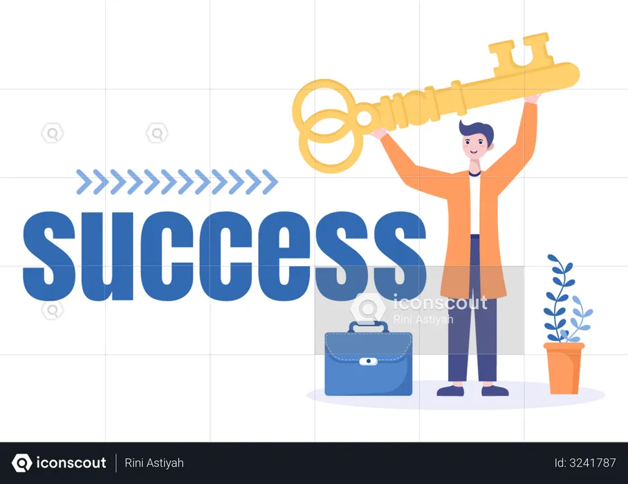 Businessman with success key  Illustration